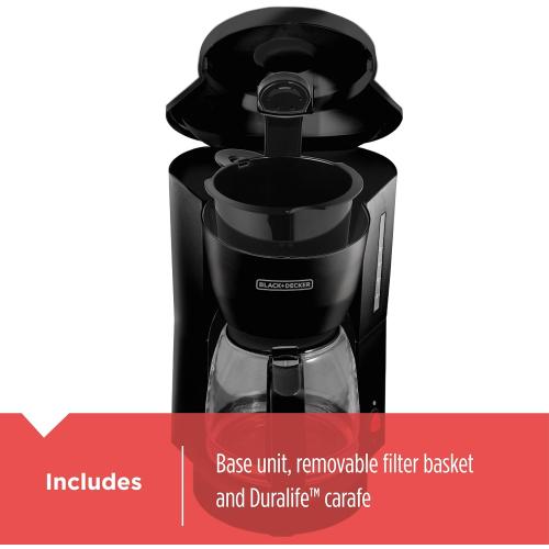 BLACK DECKER 5-Cup Coffeemaker, Black, DCM600B