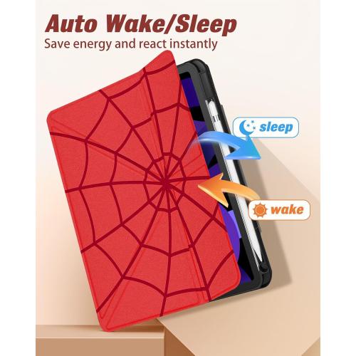 for iPad Air 11 Inch M3 2025 & M2 2024/Air 5th/4th Generation 10.9 Inch/Pro 11 Inch Case - with Pen Holder for Girls Boys Women Men Cute Cartoon Cool Anime Kawaii Fun, Red Eyes