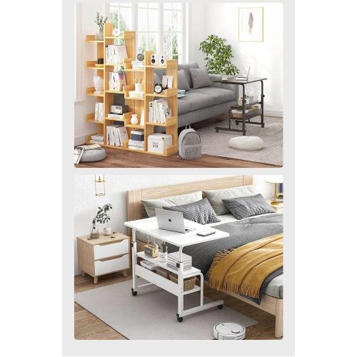 Adjustable Height Mobile Computer Desk for Small Space Rolling Writing with Wheels Corner Home Office Study Portable Bedrooms Work Size 31.5 Inch Storage Gaming Table, White D