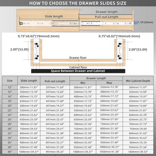Heavy Duty Drawer Slides with Lock 32 Inch,3-Fold Full Extension Locking Drawer Slides 250 lbs Load Capacity Side Mount Ball Bearing Industrial Locking Rail 1 Pair(W:53mm, 32)