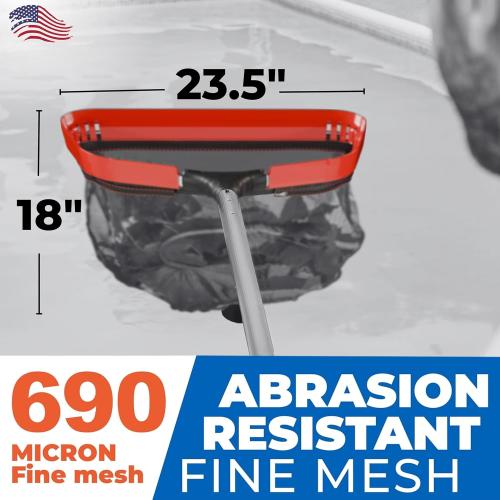 ProTuff 23 Fine Pool Net for PROS – “490 Promise” Unlimited Unconditional Replacement – Cleans 3X Faster Than Vacuum – Wide Pool Skimmer Net with Deep Bag for Easy Maintenance of Leaves, Bugs, Debris