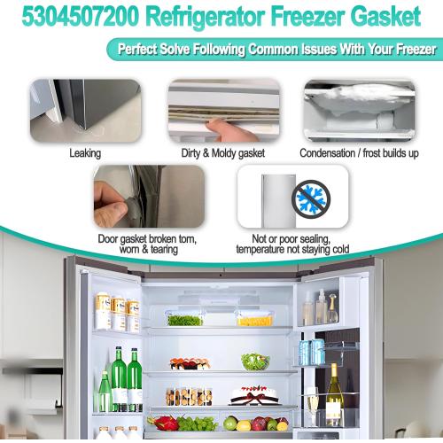 Upgraded 5304507200 Refrigerator Door Gasket Compatible with Frigidaire Ken-more Freezer Door Gasket Seal, 30.7 X 60.2 Elec-trolux Freezer Gasket Seal Replacement 216522309, 216522310, 5304507214