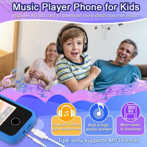 Kids Phone Toys for Boys, 3 4 5 6 7 8 Year Old Boys Girls Christmas Birthday Gifts for Kids, 2.8 Touchscreen Smartphone Toddler Cell Phone, Children Play Toy Phone with Camera, Game, Music, 8GB Card