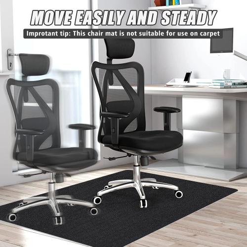 Sycoodeal Office Chair Mat for Hardwood Floor,Office Computer Gaming Chair Mat for Tile Floor,Large Floor Protector Rug,Anti-Slip,Easy to Clean,Pure Black