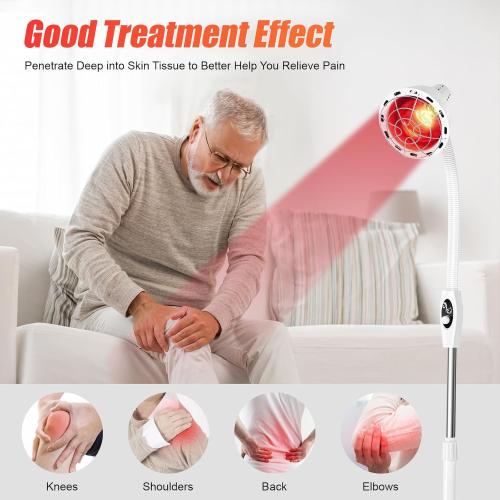 275W NIR Heat Lamp, Infrared Light for Pain and Muscle Soreness, Standing Heat Lamp, 360° Angle Adjustable, Knob On/Off, Temperature Range 0-115 ° C /32-239 ° F