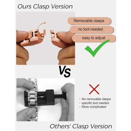 JR.DM Rose Gold Watch Bands for Women Compatible with Apple Watch Band 38mm 40mm 41mm 42mm (S10) Adjustment Metal Band Cowboy Steel Chain Bracelet for iWatch Series 9/8/7/6/5/4/3/2/1/SE/Ultra (No Case)