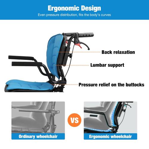 Wheelchairs for Adults,Transport Wheelchair Lightweight Foldable with Removable Cushion,Transport Chair,Ergonomic Travel Wheelchair with Telescopic Handle,Gifts for Grandpa,Blue