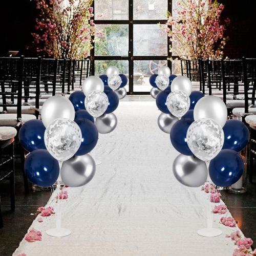 ZJDHPTY 6 Set Balloon Stand with Blue and Silver Balloons Centerpiece Table Decorations Birthday Graduation Bridal Shower Wedding Anniversary Father's Day Retirement New Years Decorations 2026
