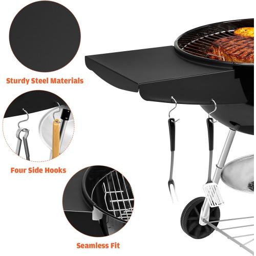 Upgraded Grill Table Shelf for Kettle Grills 22 Inch, Side Table Shelf Replaces Weber Master Touch & Original Charcoal Grill, Grill Accessories for Weber Kettle, Outdoor Steel BBQ Table Shelf