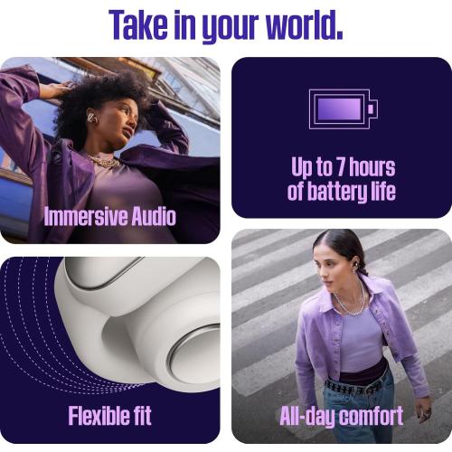 Bose Ultra Open Bluetooth Earbuds, True Wireless Earbuds with OpenAudio for Awareness, Clip On Design for Comfort, Immersive Audio, Up to 48 Hrs of Playtime, Black