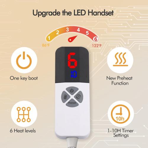 ESTINGO Heated Blanket Full Size, 72x84 Electric Blanket with 6 Heating Levels & 1-10 Hours Adjustable Timer, Fast Heating Blanket with ETL & FCC Certification, for Full Body, Light Gray