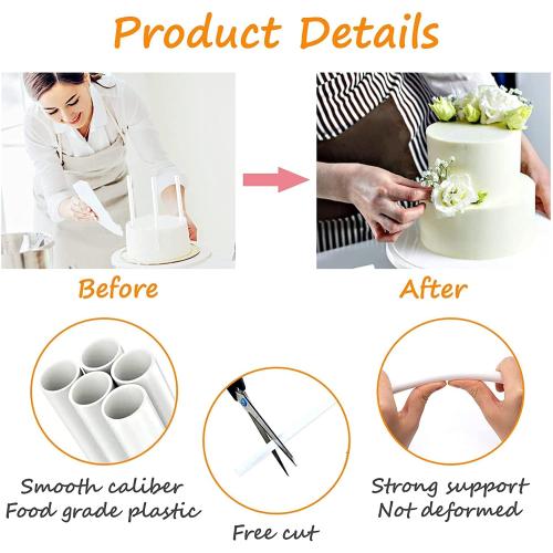 25PCS 12 Inch White Plastic Cake Dowel Rods for Tiered Cake Construction and Stacking