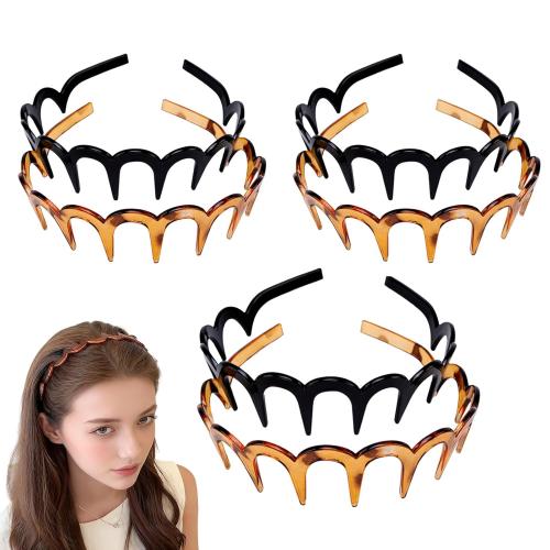 6Pcs U Shape Fashion Tooth Hair Comb Headband,High Cranium Headbands for Women's Hair, Reversible Korean Headbands with Teeth ﻿ (Mix 6Pcs, M)