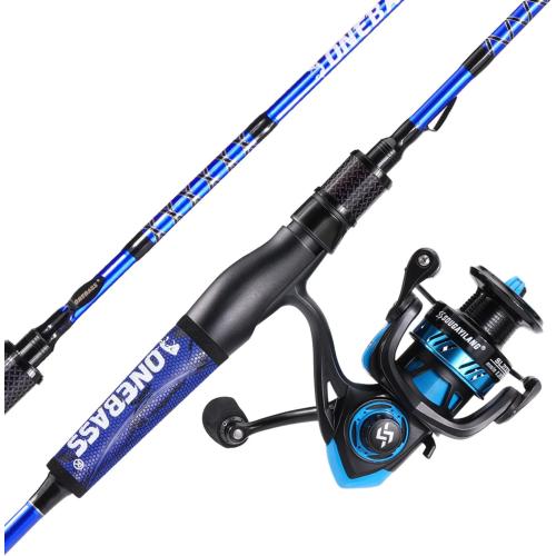 Color Blue One Bass Fishing Rod and Reel Combo, IM7 Graphite  Blank Baitcasting Combo, Spinning Rod with SuperPolymer Handle