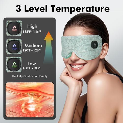 Blue and Grey Cordless Heated Eye Mask for Dry Eyes, Eye Mask for Dry Eyes, Washable Eye Heating Pad, Electric Warm Eye Compress, Gifts for Women Men (Blue Grey)