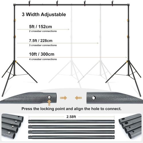 (Missing 4 clamps) LINCO Lincostore Backdrop Support Stand Kit 10x6.5ft Adjustable Photography Studio Photo Background Support System with Carrying Bag for Green Screen Muslin, 4171
