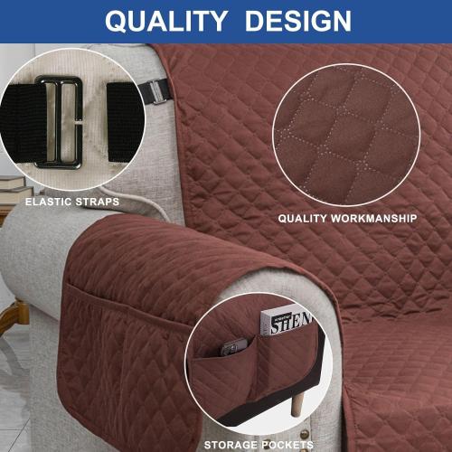 Coffee XINEAGE Quilted Sofa Cover Waterproof Couch Covers for 3 Cushion Couch, Super Soft Washable Slipcover with Pockets & Non-Slip Elastic Straps, Thick Furniture Protector (Sofa, Coffee)