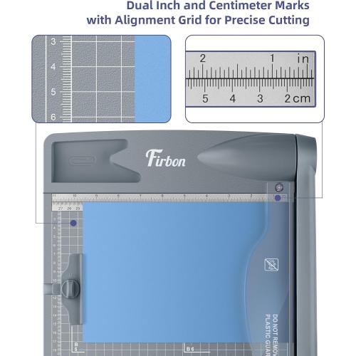 Firbon 12 Inch Guillotine Paper Cutter, Heavy-Duty Paper Trimmers, Gray | 30-Sheet Capacity | Inch &CM Scales | Paper, Cardstock & Photo Trimming | Scrapbooking Crafts | Office, Home & Studio Use