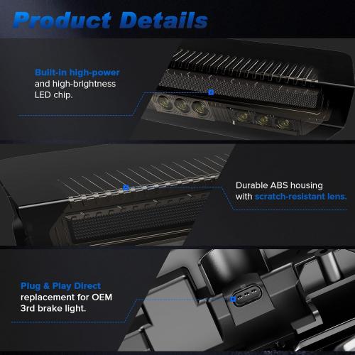 LED Third Brake Light for 2019-2025 Silverado Sierra 1500 2500HD 3500HD | Only for Models without Any Cargo Bed Camera | 3rd Brake Light | Rear Brake Cargo Light | Smoked Len