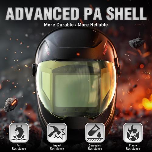 YESWELDER Intelligent Auto-Adjustment Auto-Darkening Welding Helmet, 180° Panoramic View, True Color 1/1/1/1, Internal Digital Display, Wide Shade 3/4-8/9-14, for MIG/TIG/Stick/Tack/Grind/Cut