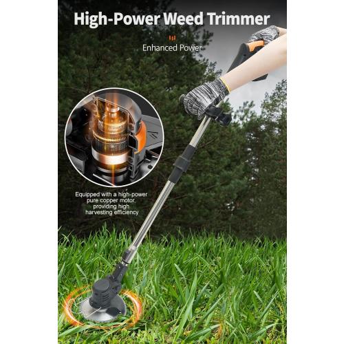 Cordless Weed Wacker,Electric Weed Eater,2 Batteries,Grass Trimmer Cordless,Black-A