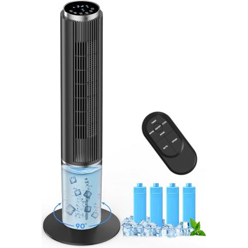 42 INCH Portable Air Conditioners w/LED Touch Screen, 4 Mode&3 Speed,1-Gal Tank for 15H Cooling Evaporative Air Cooler,12H Timer, No Hose No Window Needed, 90° Oscillating AC Unit for Bedroom