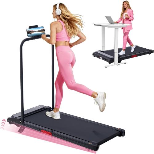 Portable Walking Pad Treadmill with Handle Bar and Incline for Home 0.6-7.6MPH Under Desk Treadmill for Home Small, 350LBS Small Treadmills with Handles, 3.0HP Treadmills for Exercising