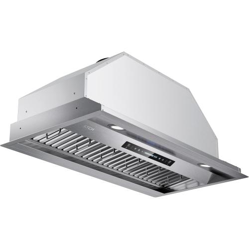 IKTCH 36 inch Built-in/Insert Range Hood 900 CFM, Ducted/Ductless Convertible Duct, Stainless Steel Kitchen Vent Hood with 2 Pcs Adjustable Lights and 3 Pcs Baffle Filters with Handlebar(IKB02-36'')