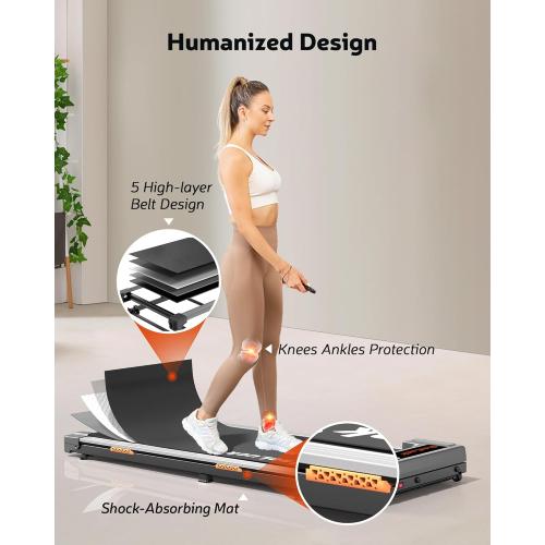 Walking Pad Treadmill, Under Desk Treadmill for Home and Office with Remote Control, Portable 2.5 HP Walking Jogging Running Machine in LED Display
