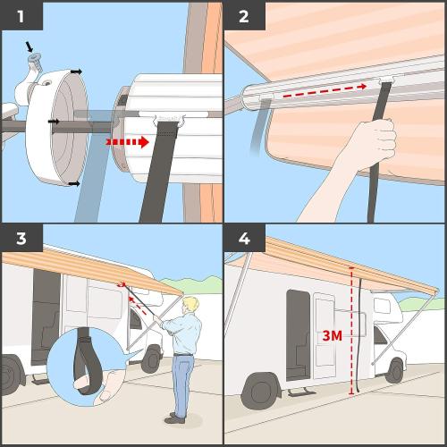 BougeRV RV Awning Pull Straps, 9.8FT (118 Inches) Upgraded RV Camper Awning Parts Pull Down Straps Fits for RV/Travel Trailer/Camper Awning RV Accessories (2 Pack)