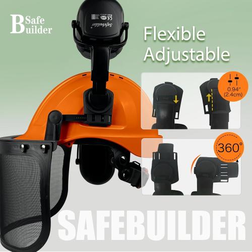 Q20X Forestry Safety Helmet 3 in 1 Chainsaw Arborist Helmet with Face Shield Ear Muffs Hearing Protection Hard Hats ANSI Z89.1 OSHA