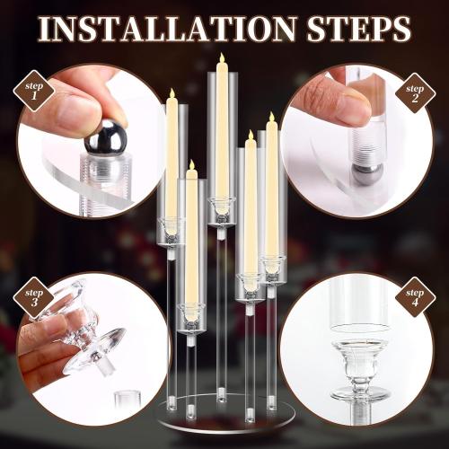 35inch 10pcs Acrylic Candelabra Centerpieces for Tables 5 Arms Wedding centerpieces for Decorations