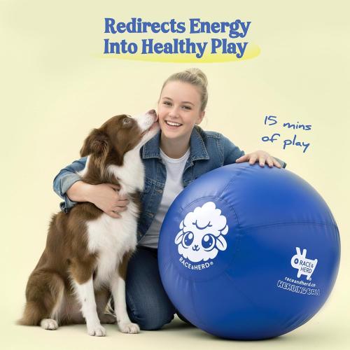 Race&Herd 25 Original XXL Herding Ball for Dogs Large - Herding Toys, Durable Outdoor Big Dog Herding Ball for Australian Shepherd, Corgis, Border Collie Ball & Other Medium to Large Breeds (Blue)