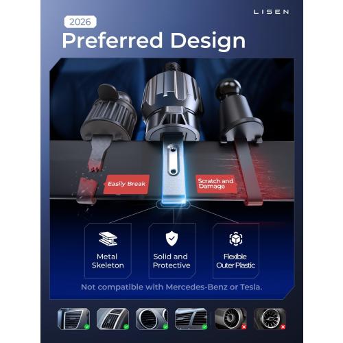 LISEN for Qi2.2 25W MagSafe Car Mount Charger, [Stable & Fast Charging] Magnetic Wireless Car Charger, Car Phone Holder Charger Car Accessories Fits iPhone 17 Pro Max Air 16/15/14/13/ Galaxy S26 Ultra