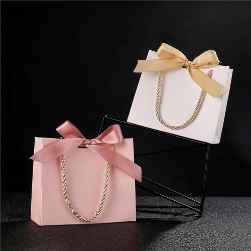 LNJMRU 20/50pcs Pretty Kraft Gift Bag Present For Gift Books Packaging Gold Handle Paper Box Paper Gift Bag(Color-01,50PCS_14X6X12CM)