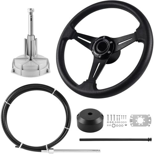 Size 10ft Boat Steering System, 10 feet Cable Outboard Steering Kit 3/4 Standard Tapered Shaft, Boat Steering Control Cable for Yachts, Fishing Boats and Other Watercraft