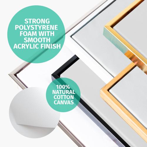 PIXY CANVAS Value Pack of 16x20 Stretched Canvas 3/4 (0.75) inch deep and Floater Frame for Your Paintings/Artwrok/Wall Art/Wall Decor (Natural Oak, 16 x 20 inch, Landscape)