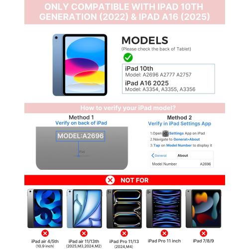 Pink typecase Touch iPad 10th Generation Case with Keyboard (10.9, 2022) and iPad A16 (11th Gen, 2025) – 360° Rotatable, 11-Color Backlit, Multi-Touch Trackpad, Thin & Light (Light Pink)