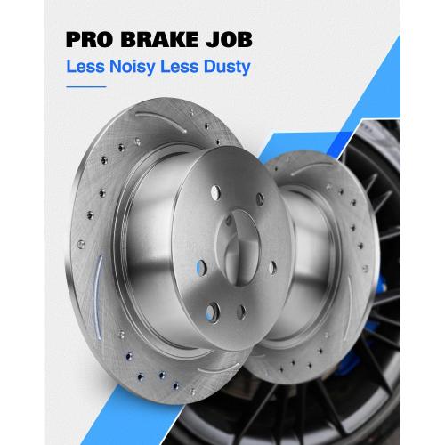 Anpulsero Rear Automotive Replacement Brake Kit, Drilled Slotted Brake Rotors Brake Pads Compatible with 1999-2003 Ford F150, 1997-2002 Expedition|Noise Free Brake Pads Rotors Kit |333.9mm(13.1in)