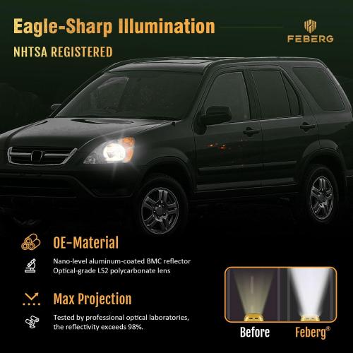 Pair [OE Style Anti-Yellowing Halogen Headlights for 2002-2004 Honda CR-V,Headlamp for 2002 2003 2004 Honda CR-V with Chrome Housing Amber Reflector Left Right Side