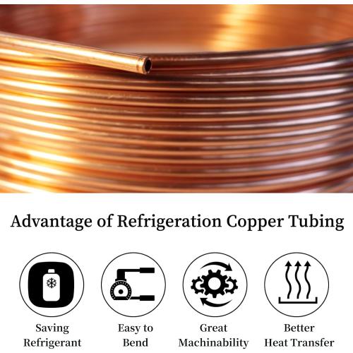 GOORY Copper Tubing 3/8 OD x 0.328 ID x 5 Ft - 99.9% C12200 Pure ACR Tube - ASTM B280 Refrigeration T2 Copper Tube Soft Coil - Round Seamless Tubing for Refrigerator HVAC System Industry DIY
