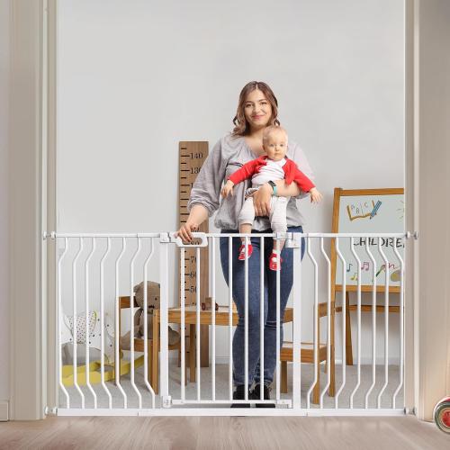 Mom's Choice GROWNSY Baby Gate, 57-62 Auto-Close Dog Gate for Stairs & Doorways, Pressure-Mounted Easy Install Baby Gate - No Drill, Walk Through, Safe & Durable