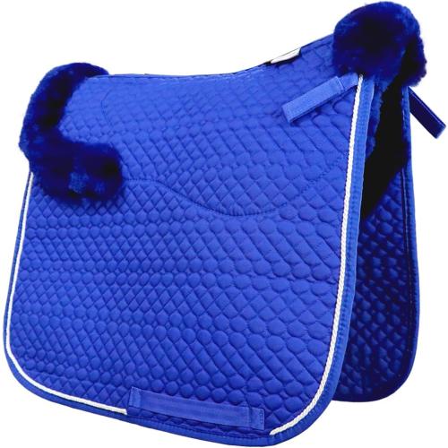 Woolous Dressage Saddle Pad, English Saddle Pad with Sheepskin Trim, Lambskin Wool Fleece Lining, Square Saddle Pad for Equestrian Riding, Comfortable & Shock Absorbing