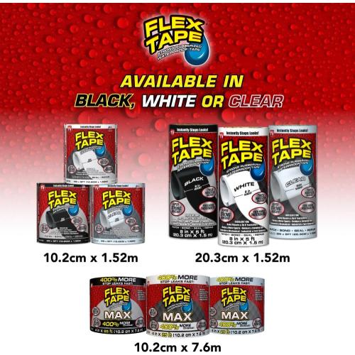 Flex Tape, Original Thick Flexible Rubberized Waterproof Tape - Seal and Patch Leaks, Works Underwater, Indoor Outdoor - Home RV Roof Plumbing and Pool Repairs, White, 4 in x 5 ft, Pack of 1