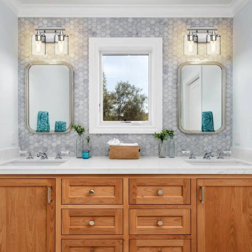 Bathroom Vanity Light Fixture, 2-Light Brushed Nickel Over Mirror, Modern for Bedroom Vanity Table Hallway