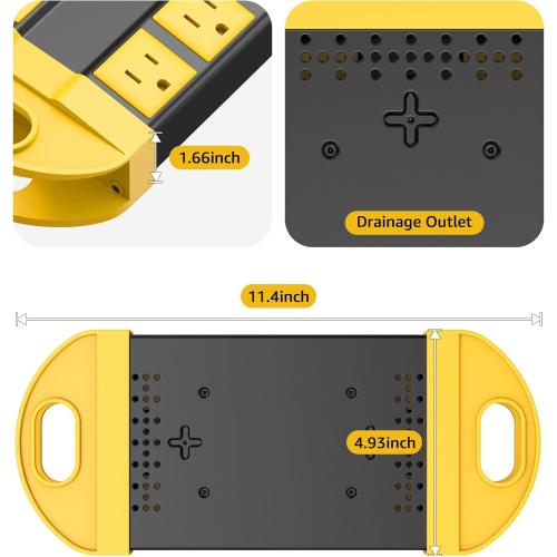CCCEI 2 Outdoor Power Strips Weatherproof with 8 Plug, Waterproof Extension Cord with Multiple Outlets, Christmas Exterior Garden Yard Surge Protector 6FT, Yellow.