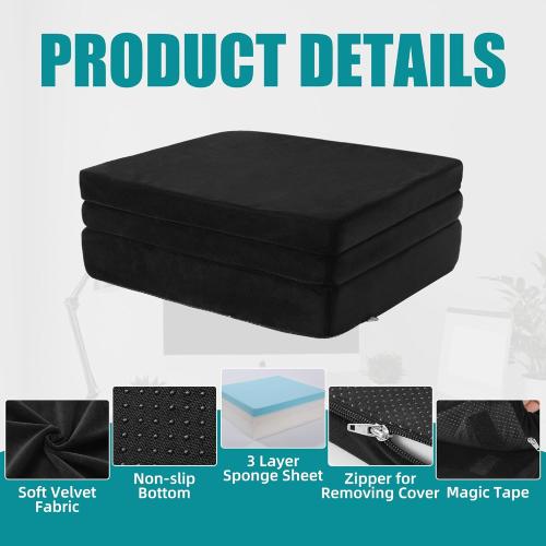 MABOZOO Height Adjustable Chair Cushions, 6 Inch Thick Office Chair Booster Seat Cushion to Raise Height, Extra Thick Seat Pad for Wheelchair, Home, Office, Car(17.7 * 15.7 * 6 Inch)