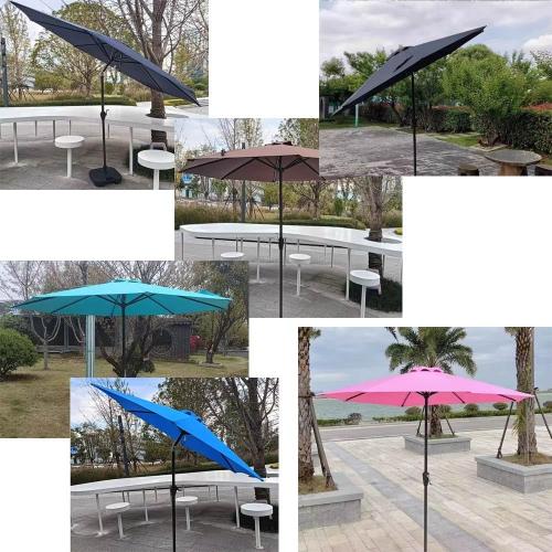 9FT Patio Umbrella 8 Ribs Beach Umbrella Portable Market Table Umbrella With Push Button Tilt And Crank, Outdoor Parasol For Garden, Lawn, Backyard