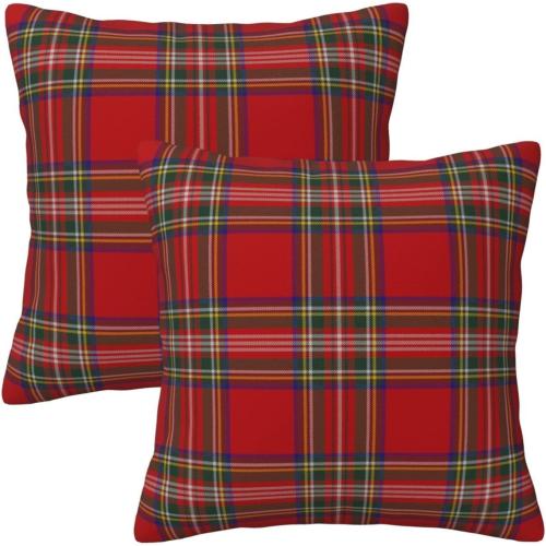 GOOESING Christmas Plaid Pillow Covers Set of 2 Scottish Tartan Farmhouse Throw Pillow Case Cushion Cover for Sofa Couch Home Decor, Red and Green