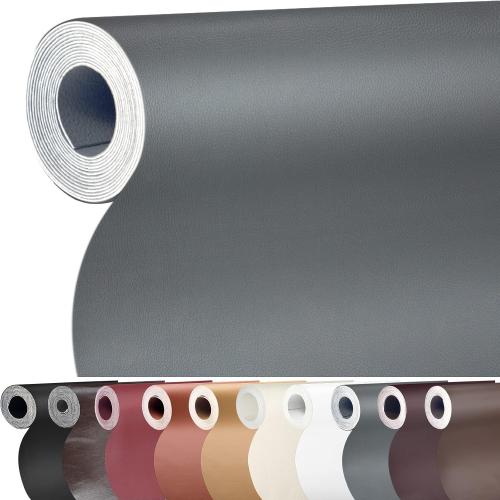 Leather Repair Patch, Self-Adhesive Leather Repair Tape, Large Reupholster Leather Patches for Furniture Couch Chairs Car Seat (Grey, 17x79 inch)